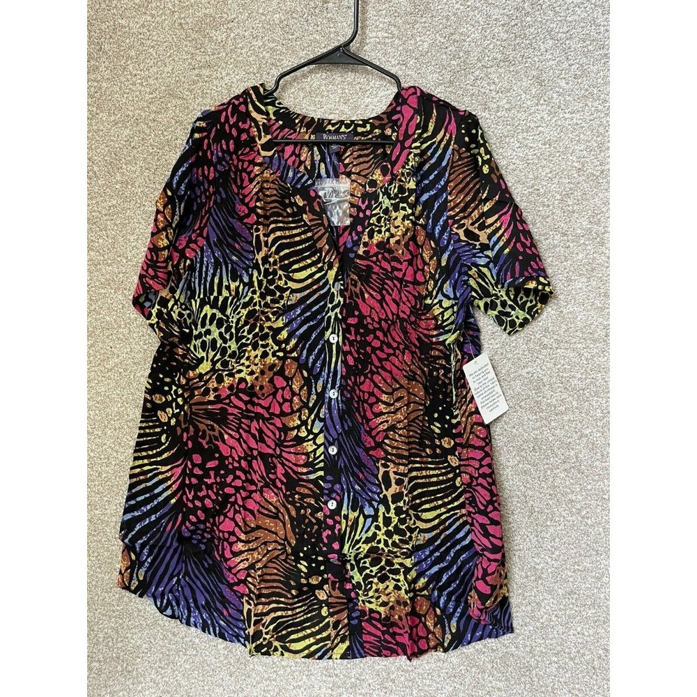 NWT Roman’s Vibrant Tropical Print Lightweight Blouse Shirt Size 18W